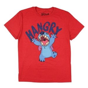 Disney Stitch HANGRY red T Shirt Size S short sleeves Graphic Tee